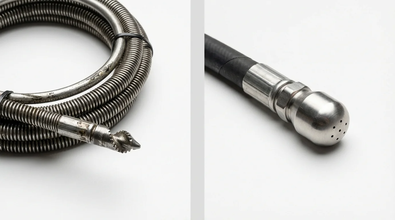Drain snake cable and hydro jetting nozzle used for drain cleaning in Carlisle, KY